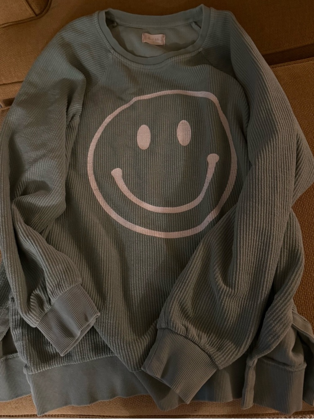 Altar'd States Sage Green Smiley Face Sweatshirt Oversized Small